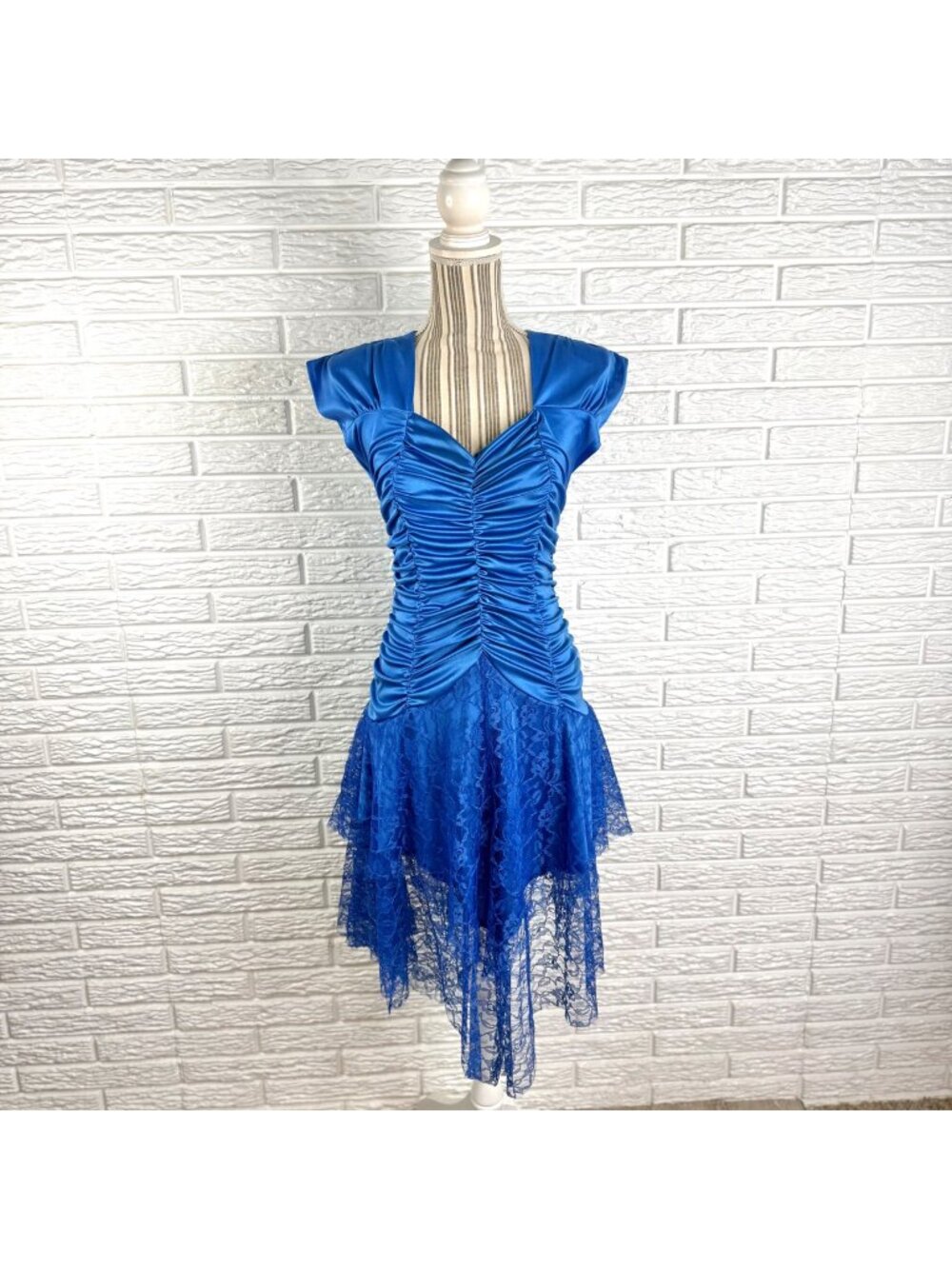 Vtg 80s Isadora Blue Party Dress Quintessential New Wave Cocktail Fashion Sz 3/4